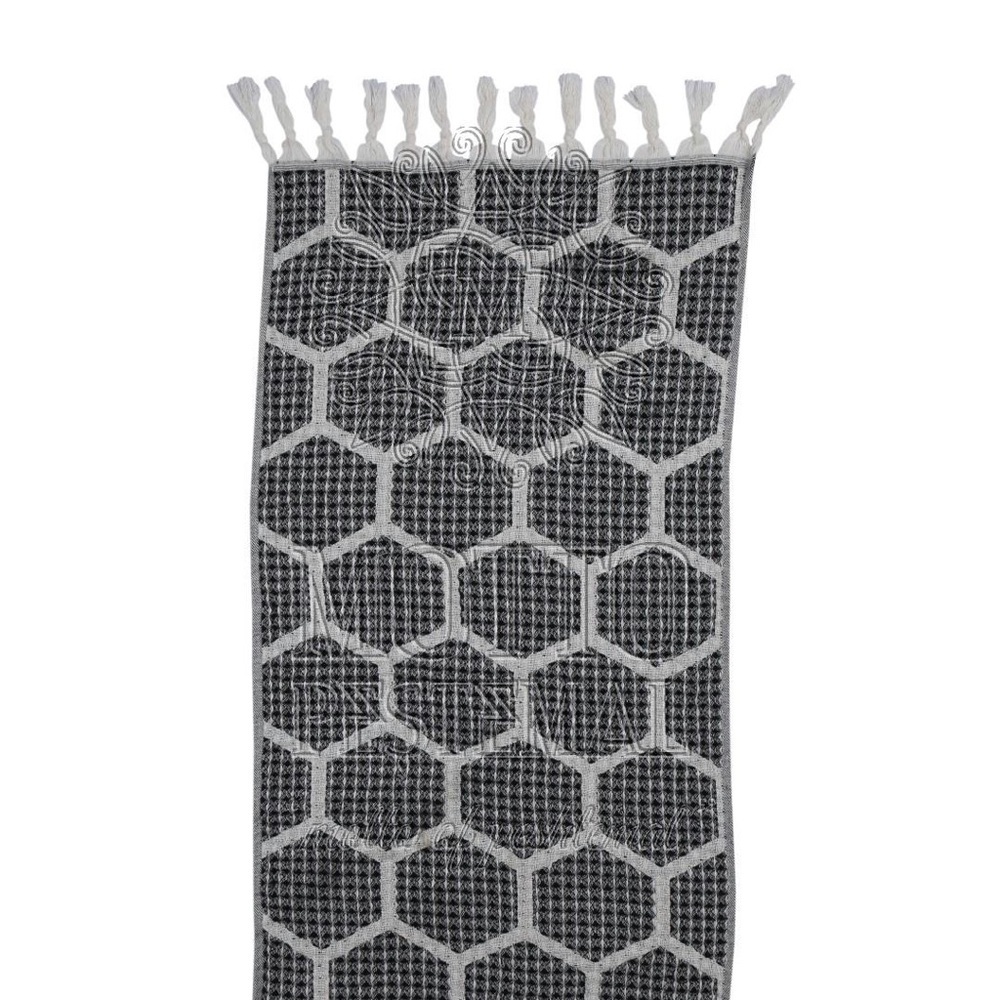 Modern Hand Towel Waffle Weave Black White Honeycomb Kitch Minimalist Max NEW - Picture 3 of 7